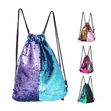 Reversible Sequins Bag Twinkling Bling Shining Shoulder Bag Drawstring Gym Bag